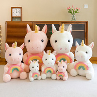 Boneka Unicorn Pelangi Grosir Dekorasi Rumah Kado Ulang Tahun Unisex Mainan Boneka Unicorn Plush untuk Anak-anak