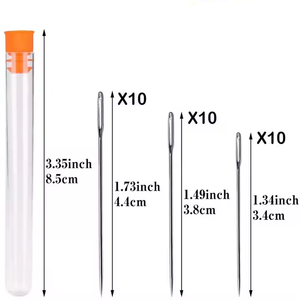 Agujas de acero con orificio grande de 30 Ps <span class=keywords><strong>para</strong></span> el hogar, Kit de edredón de <span class=keywords><strong>terciopelo</strong></span> <span class=keywords><strong>para</strong></span> <span class=keywords><strong>coser</strong></span> a mano con botella de plástico, Kit de costura de ojo de <span class=keywords><strong>aguja</strong></span> - Product Image 1