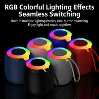 Speaker Plastik Mini 5.0 Portabel Nirkabel Subwoofer RGB LED Jam Tali Gantungan Kartu TF USB Koneksi TWS Luar Ruangan Pesta Rumah