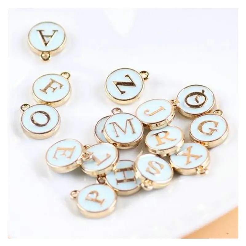 Diy jewelry accessories material making dripping alloy small pendant bracelet double-sided English letter listing AP645