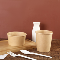 Vente en gros Boîte à lunch en papier à emporter de qualité alimentaire 4 6 8 16Oz Récipient pour soupe chaude en papier PE bols à salade avec couvercle en papier couvercle en PP