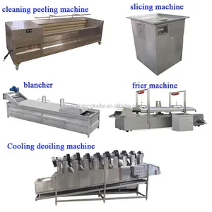Máquina de batatas fritas de aço inoxidável, placa de processamento automática completa da linha de produção de máquina fritas frescas