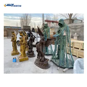 ALLY STONE all'ingrosso squisite sculture da giardino intagliate a mano statue decorazioni da giardino per esterni statue angolari in bronzo in pietra naturale