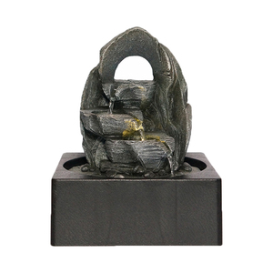 Fontaine <span class=keywords><strong>de</strong></span> table Twin Peak <span class=keywords><strong>avec</strong></span> arbre bonsaï, cascade effet roche et <span class=keywords><strong>bassin</strong></span> carré pour une décoration zen moderne - Product Image 1