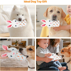 Jouet en peluche personnalisé pour chien avec couineur, en forme de lapin, jouets interactifs à mâcher pour chiots et chiens, cadeaux de Pâques, entraînement et réduction de l'ennui - Product Image 5