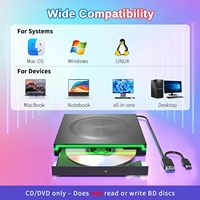 Grabadora de DVD Externa RGB 8X 24X, Lector de CD/DVD de Alta Velocidad con USB 3.0 para Laptop