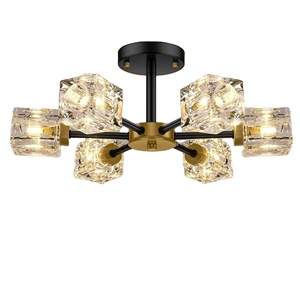 Modern Gold 6-<strong>Light</strong> <strong>Sputnik</strong> Ceiling <strong>Light</strong> <strong>Fixture</strong> - Black and Brass Flushmount - Product Image 1
