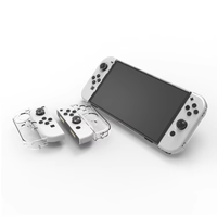 Coque de protection transparente en cristal pour console Nintendo Switch OLED, étui en PC transparent avec support et coque séparée