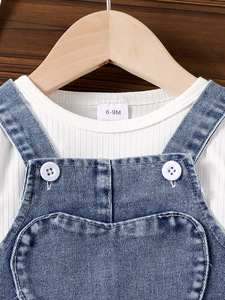 Camicia autunno bambina abito in denim 2 pz vestiti Set 0-3y bambino Gir fiocco da principessa completo completo - Product Image 6
