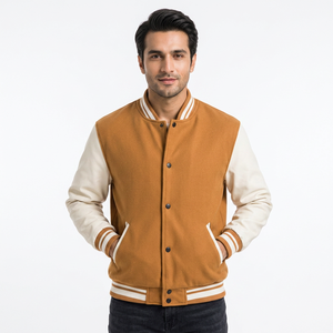 Veste universitaire vintage en laine pour homme, style streetwear, avec patchwork hip-hop, personnalisable OEM, pour l'hiver - Product Image 1