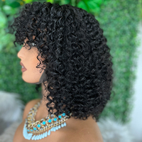 Perruque Courte Bob Frisée Pixie Cut en Cheveux Humains Brésiliens Naturels Pas Chers, Entièrement Faite à la Machine, pour Femmes Noires