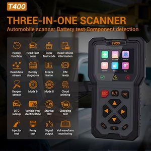เครื่องสแกน OBD2 สำหรับรถยนต์รุ่นใหม่ T400 เครื่องอ่านโค้ดรถยนต์ ทดสอบแบตเตอรี่ ตรวจจับส่วนประกอบ เครื่องมือวินิจฉัยสำหรับรถยนต์ทุกประเภท - Product Image 2