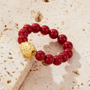 Red Bead Elastic Bracelet With Gold Animal Charm For Women Gift Jewelry Yiwu Origin - Product Image 4