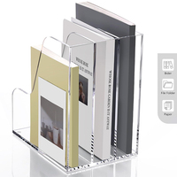 Porte-documents A4 en acrylique transparent à 3 compartiments, organiseur de magazines vertical, support de rangement de documents de bureau