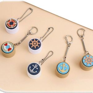 Porte-clés mécanique thème nautique en gros, anti-stress, ancre, roue de bateau, pendentif de sac - Product Image 5