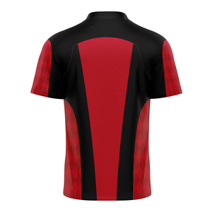 Uniforme de football noir et rouge à la mode entièrement personnalisé Impression de poitrine distinctive confortable col en V à manches courtes léger unisexe - Product Image 2