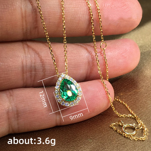 Collana Girocollo con Pendente a Goccia Color Smeraldo per Donne, Stile Pavé, Gioielli alla Moda - Product Image 5