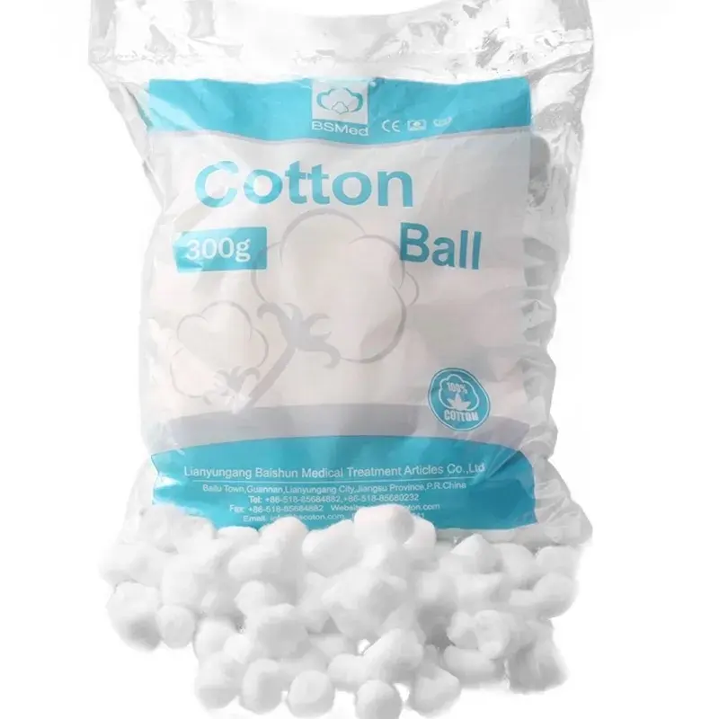 BAISHUN OEM Natural Cotton Medical Sterile Surgical 100% Cotton Pharmaceutical Cotton Ball