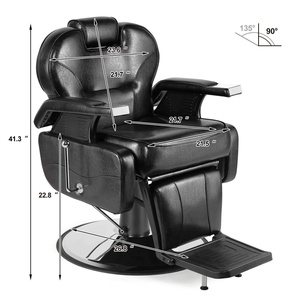 Fauteuil de barbier professionnel haut de gamme de style américain pour hommes, avec accoudoirs pivotants et réglables en hauteur, idéal pour les salons de coiffure - Product Image 6