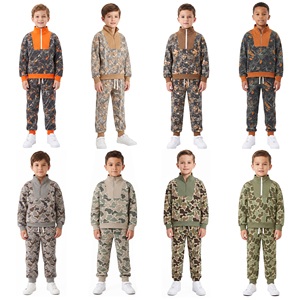 Conjunto Deportivo para Niño con Cremallera y Estampado de Camuflaje, Pre-venta, Algodón y Spandex, Ropa Casual de Caza, Estilo Occidental Personalizado Yawoo - Product Image 1