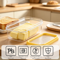 Organisateur de cuisine : Beurrier en ABS avec coupe-beurre, trancheuse en acier inoxydable, boîte de rangement pour beurre, boîte de conservation pour fromage, boîte de rangement alimentaire