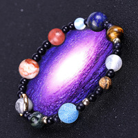 Bracelet en pierre naturelle, galaxie, l'univers neuf planètes, étoiles, pierre naturelle, terre, lune, ciel étoilé, accessoire