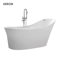 Baignoire autoportante japonaise ARROW en fibre acrylique transparente avec cascade et massage par air, garantie de plus de 5 ans