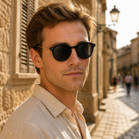 Lunettes de soleil rondes noires écologiques de créateur, haute qualité, pour hommes et femmes, vente en gros, logo personnalisé premium