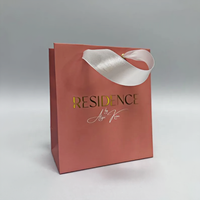 Sacs d'emballage en carton kraft imprimé offset, style mini sac à main rose de luxe, ornés de rubans, pour cils et bijoux, vente en gros