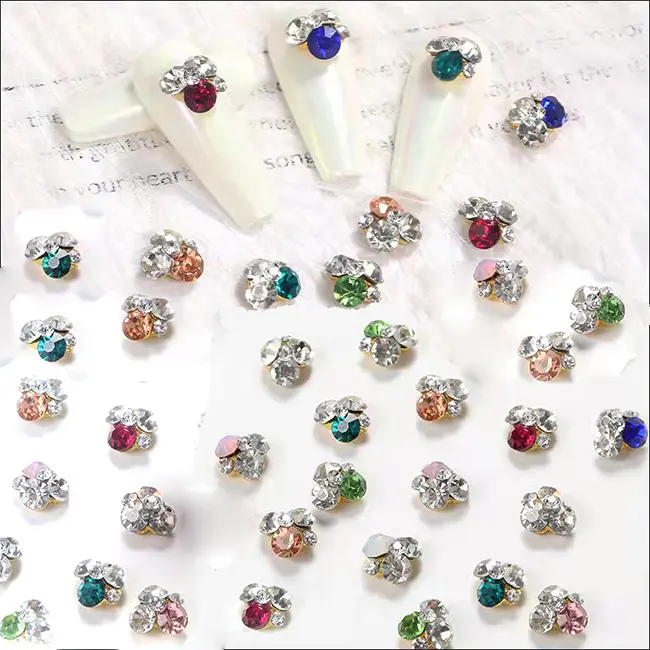 Nuovo 11 colori cristallo diamante lega 3D tridimensionale mucchio strass Nail Art