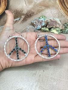 Stylish & Elegant HANDMADE <b>STERLING</b> <b>SILVER</b> MULTI STONE PEACE <b>HOOP</b> <b>EARRINGS</b> Trendy Unisex Gift for Weddings & Parties - Product Image 2