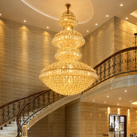 Lustre en cristal de style européen de luxe, doré, LED, en fer, pour villa, hôtel, salon, fabricant de lustres en cristal LED
