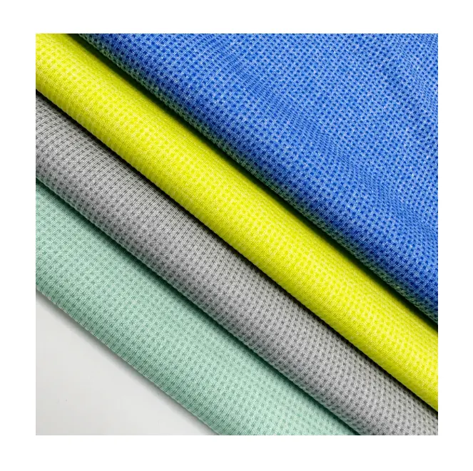 2024 New Custom Cd Yarn 5% Elastic 95% Polyester Knitted Small Check Jacquard T-Shirt Fabric