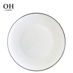 Ohere OEM <span class=keywords><strong>Assiette</strong></span> en céramique à bord <span class=keywords><strong>argent</strong></span>é blanc, service de table en céramique pour restaurant, service de table en <span class=keywords><strong>porcelaine</strong></span> - Product Image 3