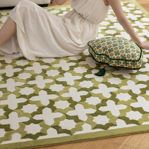 Tappeto marocchino con motivo geometrico in poliestere con Tufted a mano tappeto verde chiaro di ispirazione Vintage per soggiorno camera da letto - Product Image 4