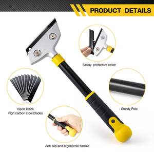 WOOK Prix de gros Grattoir de nettoyage robuste en acier au carbone 30 cm Rouge/Jaune avec 10 lames supplémentaires personnalisables Support OEM - Product Image 2