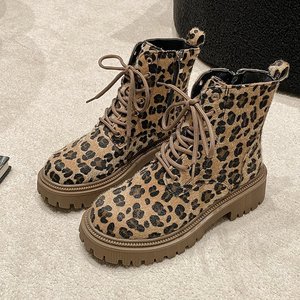 Botines <span class=keywords><strong>de</strong></span> <span class=keywords><strong>Plataforma</strong></span> con <span class=keywords><strong>Pelo</strong></span> Sintético <span class=keywords><strong>de</strong></span> Leopardo para Mujer, con Cremallera Lateral y Cordones, <span class=keywords><strong>Botas</strong></span> <span class=keywords><strong>de</strong></span> Invierno Estilo Martin - Product Image 3