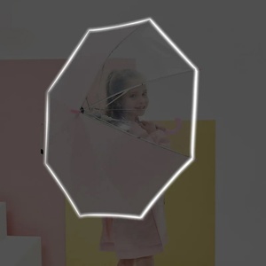 Promotional Children <b>Umbrellas</b> 19inch Custom logo Fabric Mix POE Material Sky Visible Kids <b>Umbrella</b> with Reflective Stripe - Product Image 3