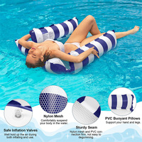 Siège de hamac d'eau gonflable en PVC confortable pour adultes matelas d'eau pliable à dossier inclinable en maille flottante rayée