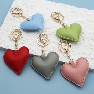 Fashion Colorful Pu Leather Love Heart Leather Tags With Clasp Hang <b>Bag</b> Pendant <b>Key</b> <b>Ring</b> Ornament Wristlet <b>Bag</b> Charms - Product Image 1