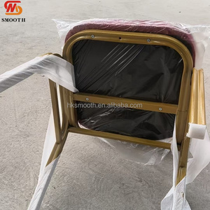 SMOOTH Factory Price Velvet <b>Chair</b> Red Gold Frame <b>Stackable</b> Modern Design Indoor Furniture for Wedding Event Decor - Product Image 4