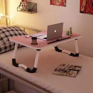 Table de bureau pliable et Portable en bois MDF, OEM, petite Table pour ordinateur Portable, pour lit, canapé à manger, plateau d'étude avec porte-gobelet