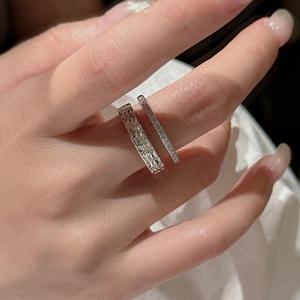 Anillo de Plata de Ley S925 con Diseño Vintage, Diseño de Flor de Coche, Doble Capa, Elegante, Temperamento Simple, Moderno, Retro, Incrustaciones, Talla Única - Product Image 2