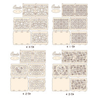 Boîte de rangement pour cartes de fête en bois ajouré sculpté avec couvercle et panneaux à motifs en spirale, style moderne et minimaliste, pour présentation en vente au détail
