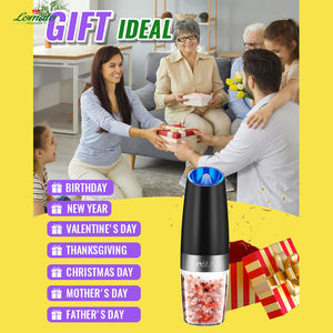 Juego de Molinillo Eléctrico de sal y pimienta por gravedad automático con luz LED de grosor ajustable operado a mano - Product Image 6