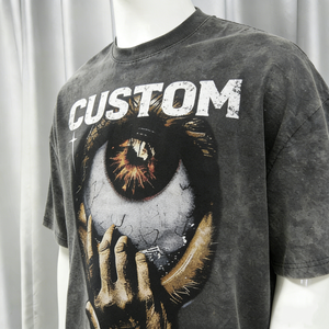 <span class=keywords><strong>Camiseta</strong></span> Oversize de Punto Estilo Hip Hop con Diseño Gráfico, Casual, Lavada, Desgastada, Lisa, con Efecto Ácido - Product Image 1
