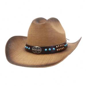 Sombrero Fedora de Paja N44 para Uso Diario, Viajes, Playa, Casual, Negocios, con Banda de Remache Turquesa - Product Image 3