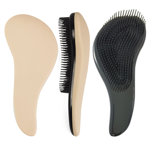 Cepillo para Desenredar el Cabello al por Mayor, de Plástico, con Logotipo Personalizado, Popular, Beige Mate, con Galvanoplastia en Oro Rosa - Product Image 1