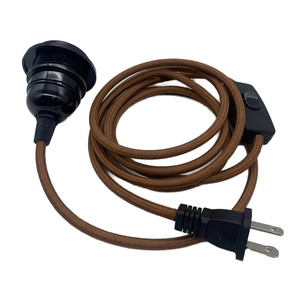 <span class=keywords><strong>Cable</strong></span> de Alimentación Trenzado de Tela Vintage con Portalámparas E27, Enchufe EU/US/AU, Interruptor en Línea, Kit de <span class=keywords><strong>Cable</strong></span> para Lámpara Colgante, Iluminación DIY - Product Image 1