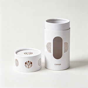 Durable <b>Round</b> Cylinder Coffee <b>Box</b> Visual Window Rigid Cardboard Tube Custom Branded Packaging <b>Box</b> - Product Image 2